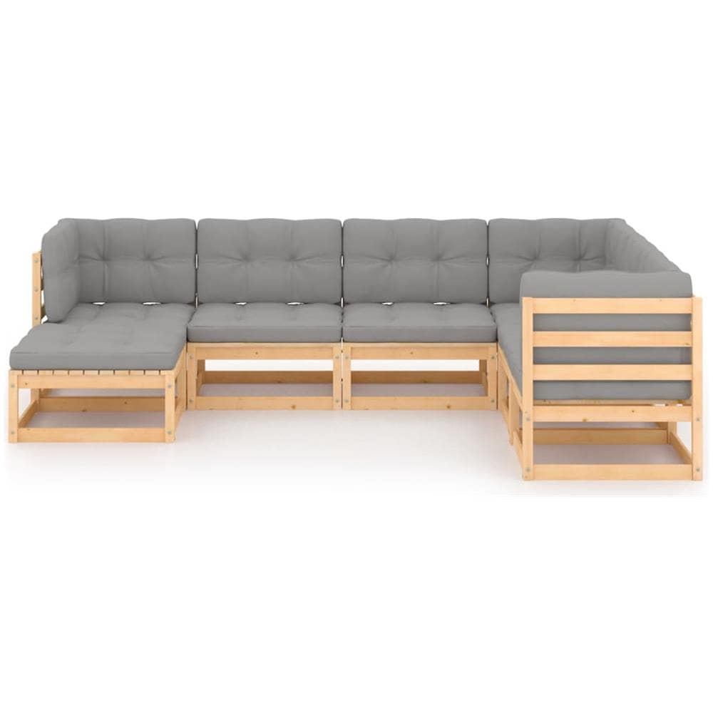 Set Salotto Giardino 7 pz Cuscini Antracite Legno Massello Pino - Foto 2