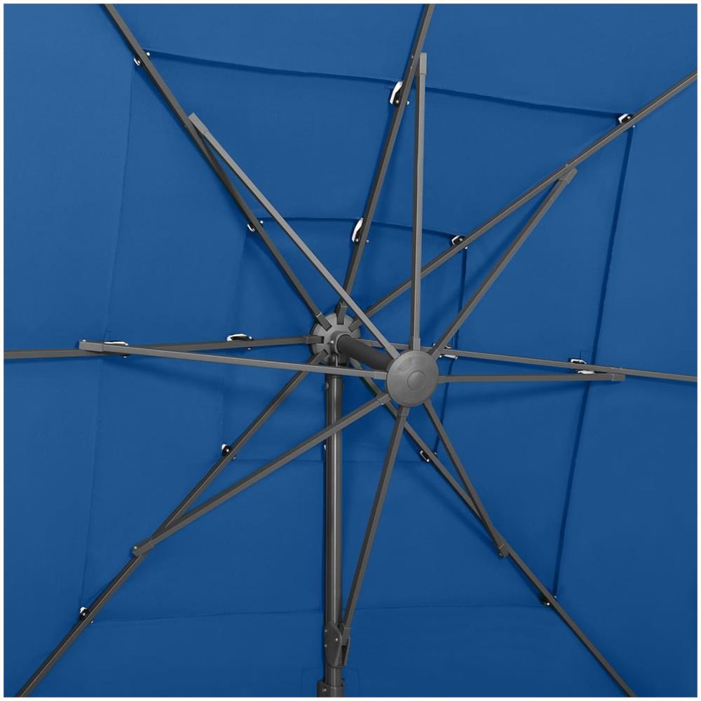 Ombrellone a 4 Livelli con Palo in Alluminio Azzurro 250x250 m - Foto 2