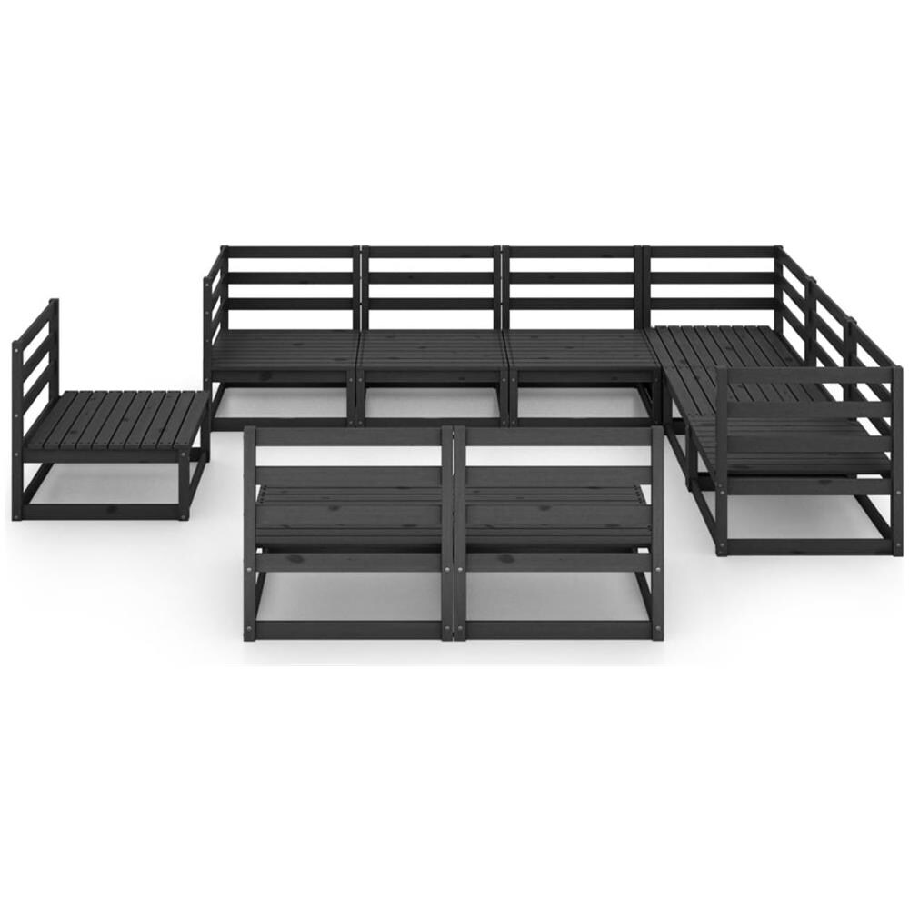 Set Divani da Giardino 9 pz Nero in Legno Massello di Pino - Foto 3