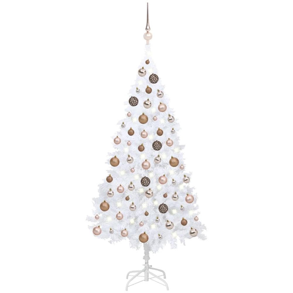 Albero Natale Artificiale con LED e Palline Bianco 150 cm PVC - Foto 1