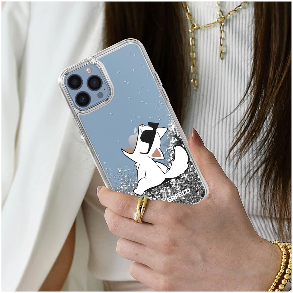 Cover Paillette Per Iphone 13 Pro Max, Choupette Fun Trasparente - Foto 10