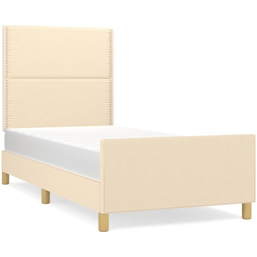 Giroletto Con Testiera Crema 90x190 Cm In Tessuto - Foto 1