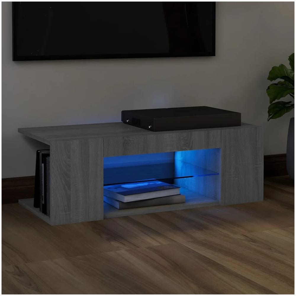 Mobile Porta Tv Con Luci Led Grigio Sonoma 90x39x30 Cm - Foto 1