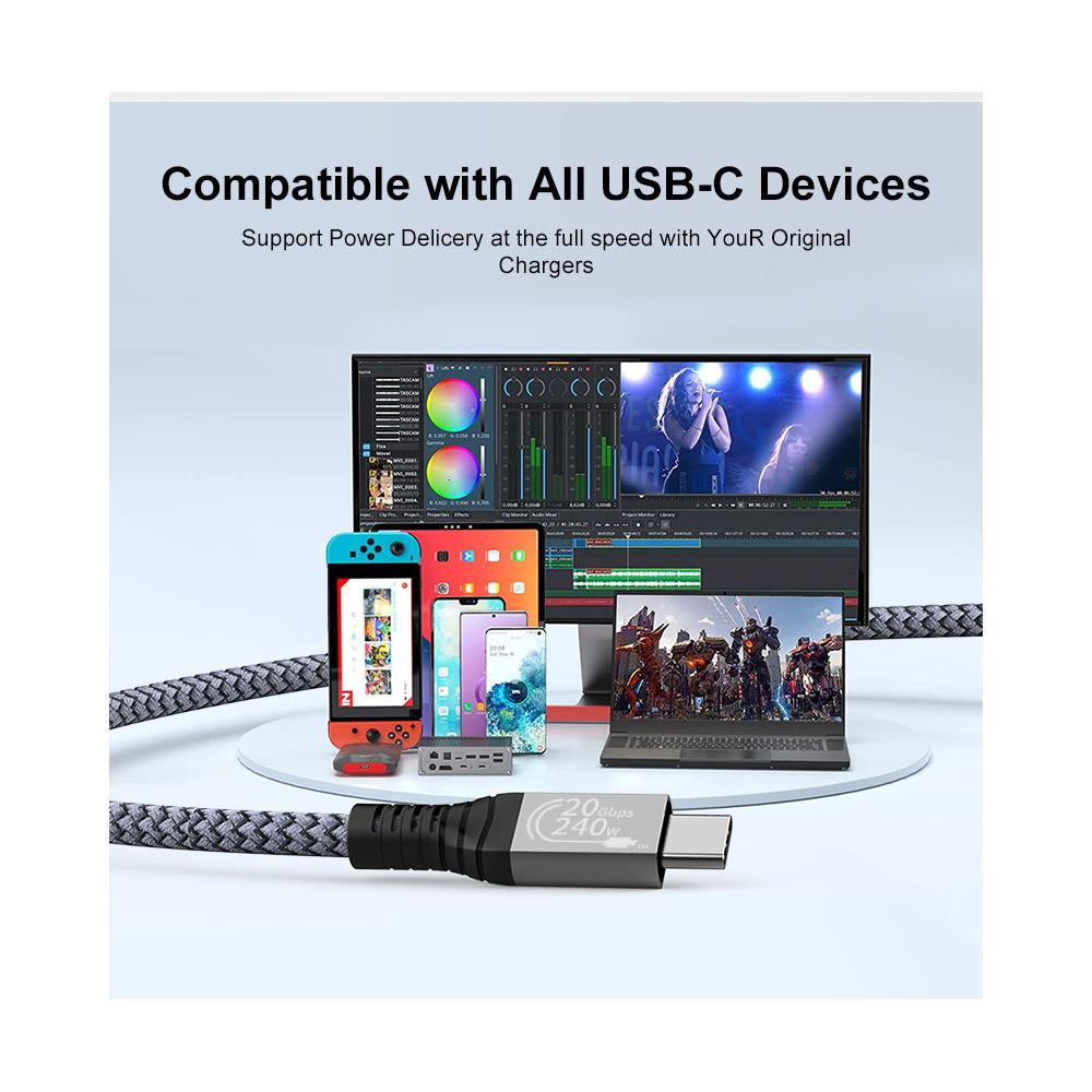 Cavo Usb C 240 W, Cavo Usb 3.2 (20 Gbps) Multicolor 1 M - Foto 2