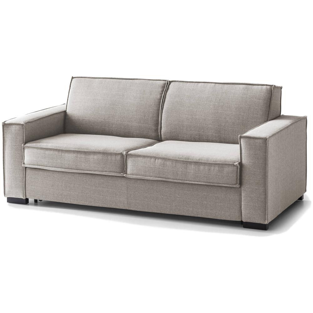 Divano Letto Abigail, Divano A 2 Posti Large, 100% Made In Italy, Sofà Soggiorno Con Apertura Girevole, In Tessuto Imbottito, Con Braccioli Standard, Cm 200x95h90, Tortora - Foto 2
