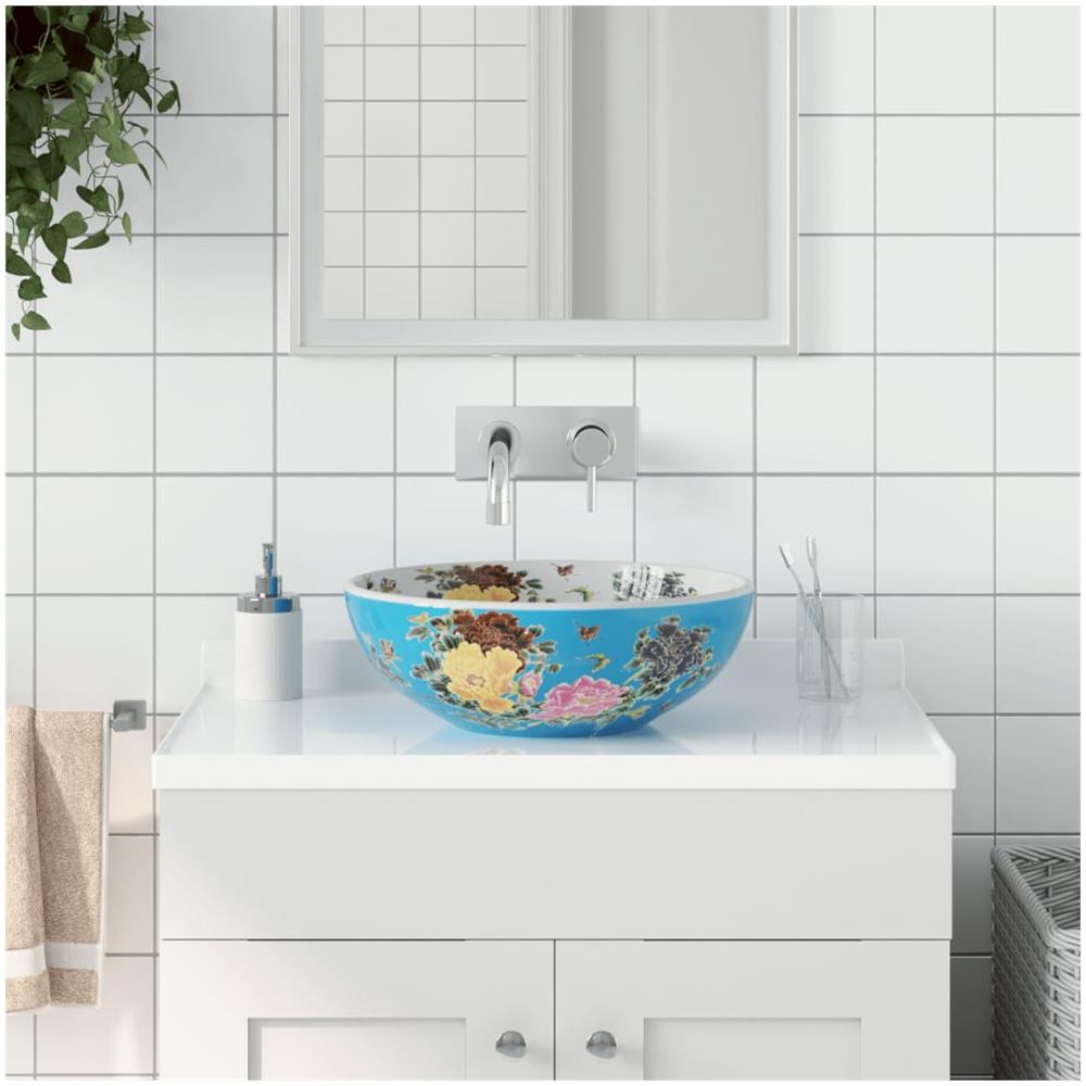 Lavabo Da Appoggio Multicolore Rotondo F41x14 Cm Ceramica - Foto 1