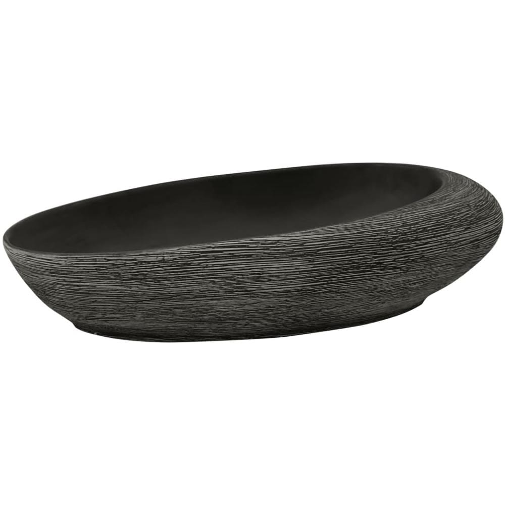 Lavabo Da Appoggio Grigio E Nero Ovale 59x40x14 Cm Ceramica - Foto 2