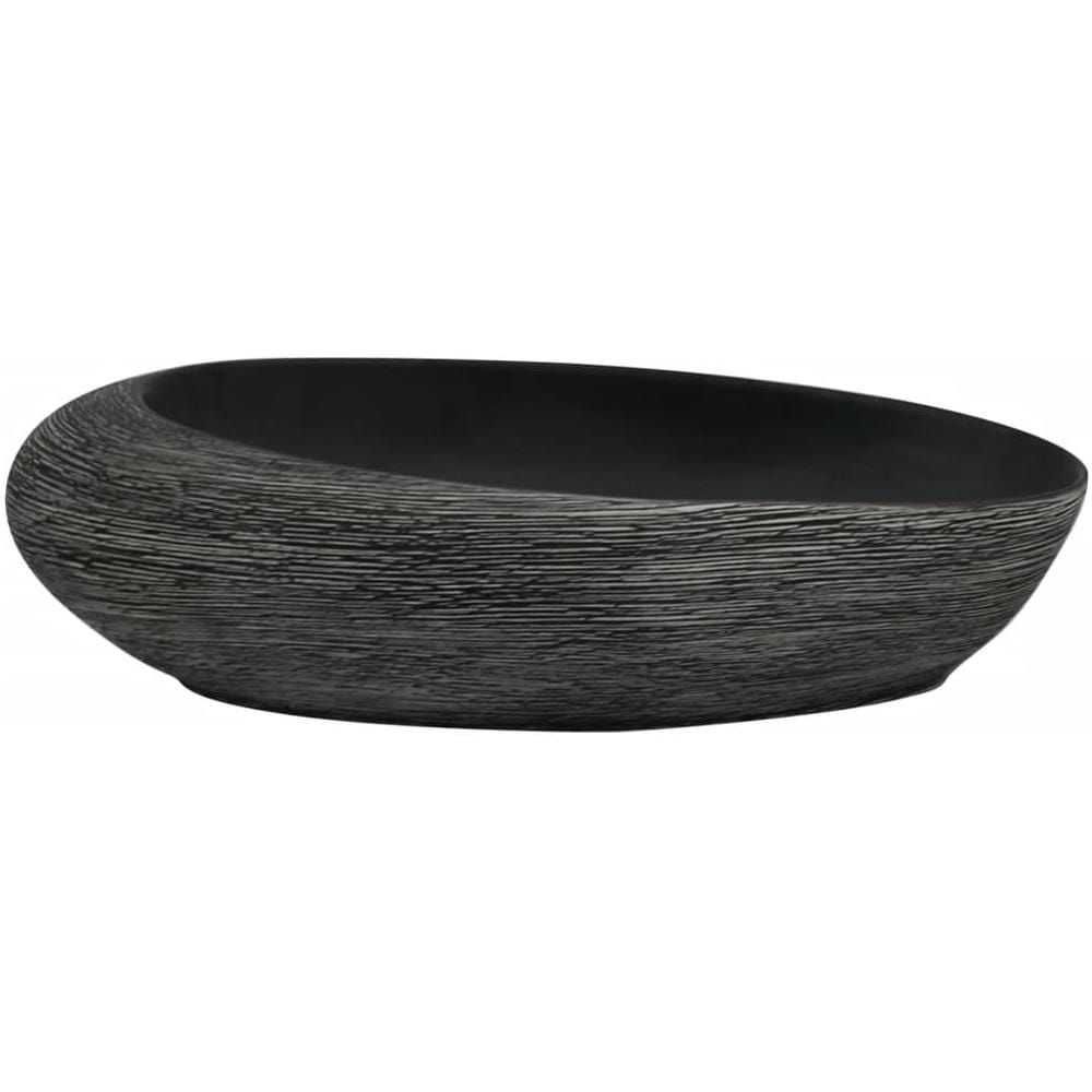 Lavabo Da Appoggio Grigio E Nero Ovale 59x40x14 Cm Ceramica - Foto 3