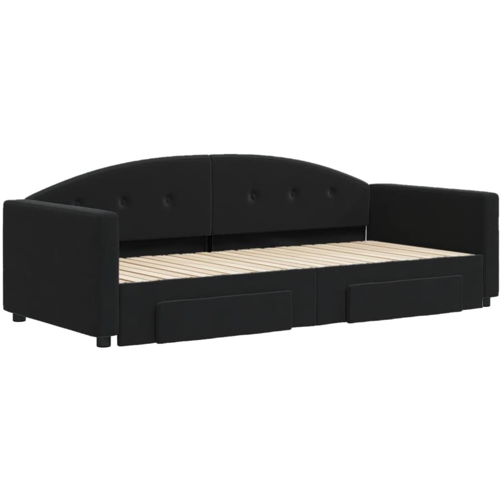 Divano Letto Estraibile Con Cassetti Nero 90x200 Cm In Velluto - Foto 2