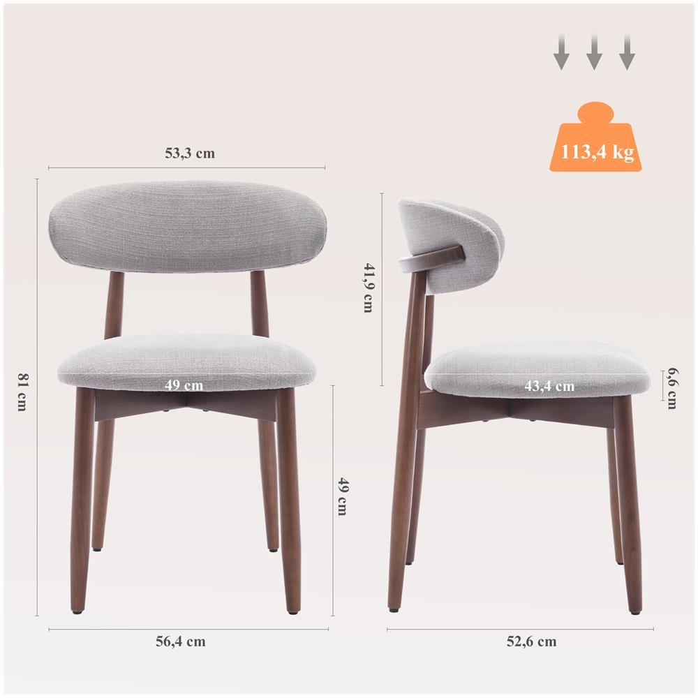 Sedie Da Pranzo, Set Da 2 Pezzi, Sedie Robuste Ed Eleganti In Stile Nordico Minimalista, Ideali Per Sala Da Pranzo E Cucina, Colore Grigio - Foto 2