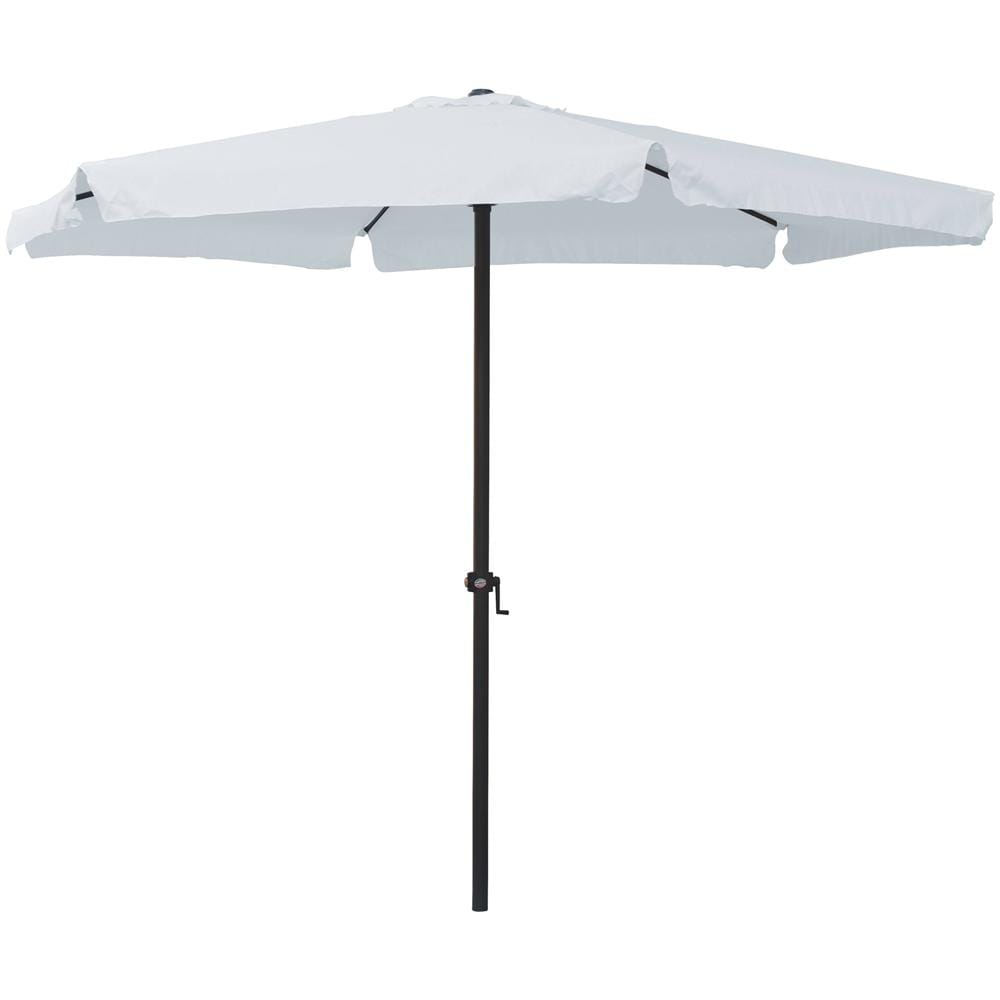 Ombrellone Ø 3 mt -Tondo - Struttura in acciaio - Con Manovella - Copertura in Poliestere 160 gr / m² colore bianco - Apertura per sfogo aria - Foto 1
