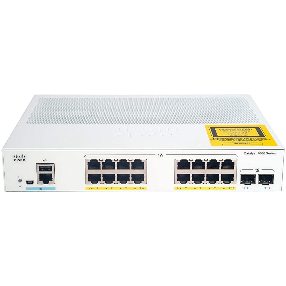 Switch Catalyst C1000-16T-2G-L 16 Porte Gigabit Ethernet 10 / 100 / 100 Mbps RJ45 con 2 Porte SFP Managed - Foto 2