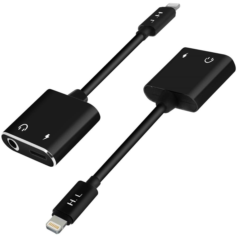 Adattatore Audio Carica Iphone A Lightning E Jack 3,5 Mm Femmina Nero - Foto 1