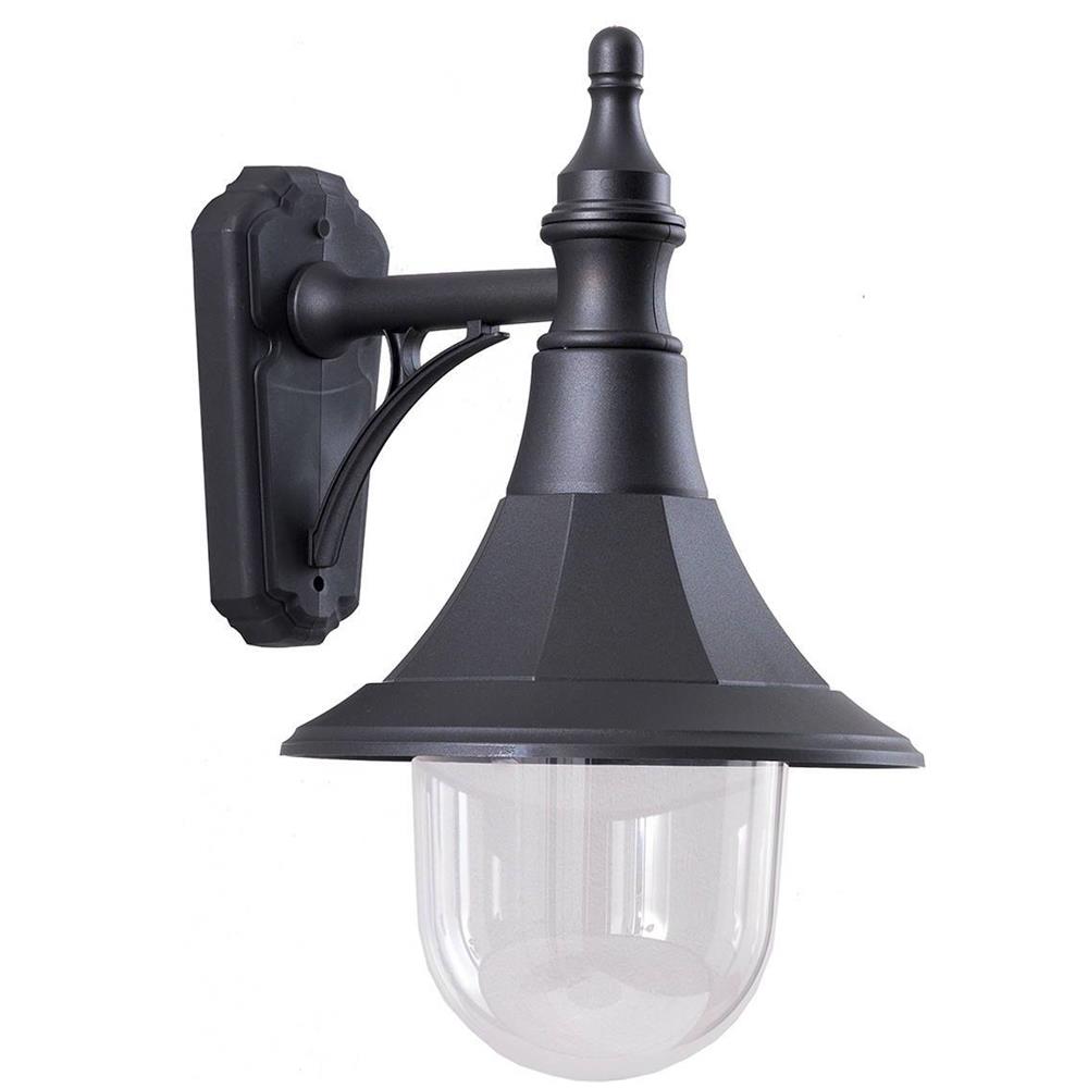 Lanterna Da Parete 1 Luce Per Esterno In Policarbonato Nero Ip44, Attacco E27 - Foto 1