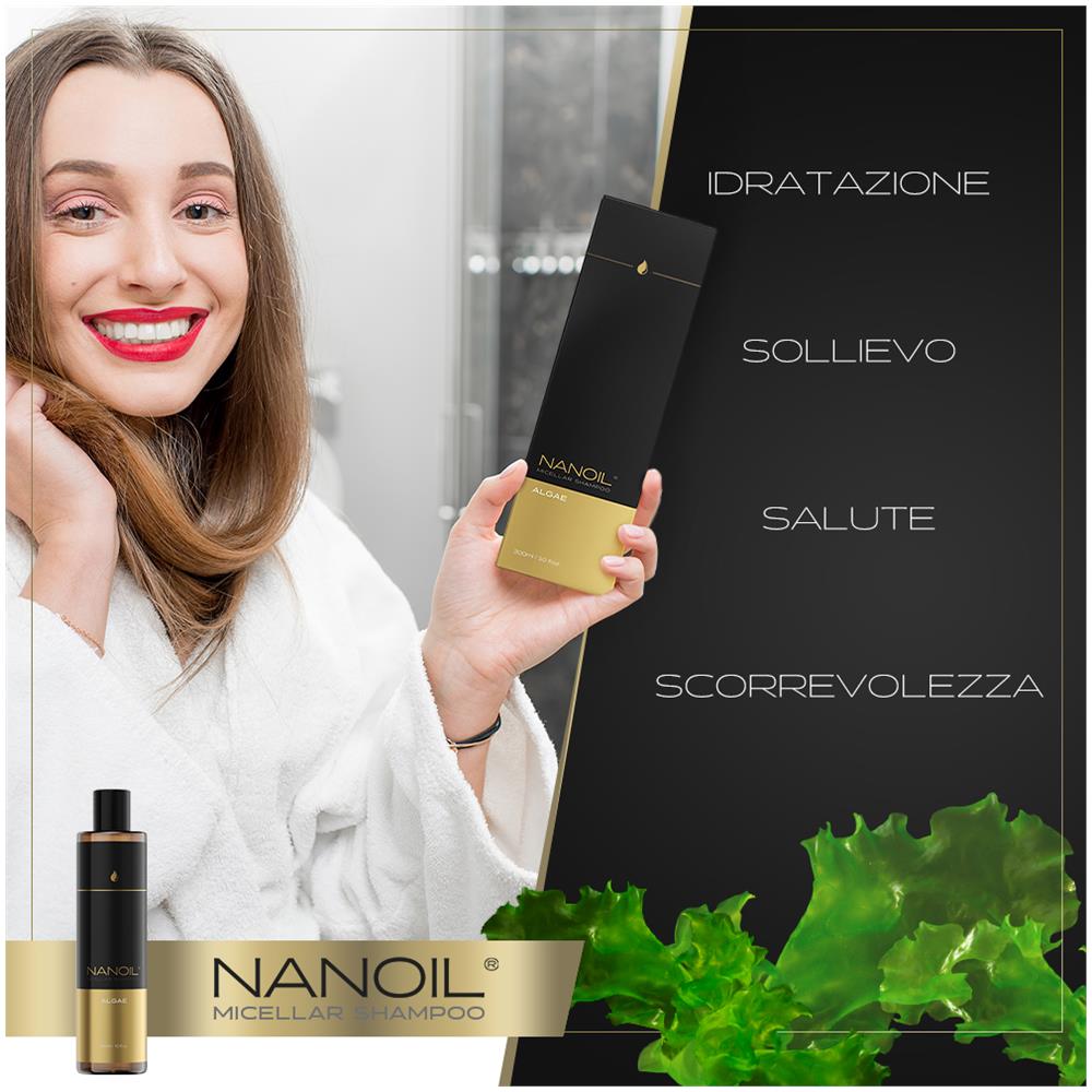 Shampoo Micellare Alle Alghe - Shampoo Micellare Con Estratto Di Alghe, 300 Ml, Detersione Profonda, Boost Di Idratazione, Morbidezza, Per Capelli Secchi E Cuoio Capelluto Sensibile - Foto 2
