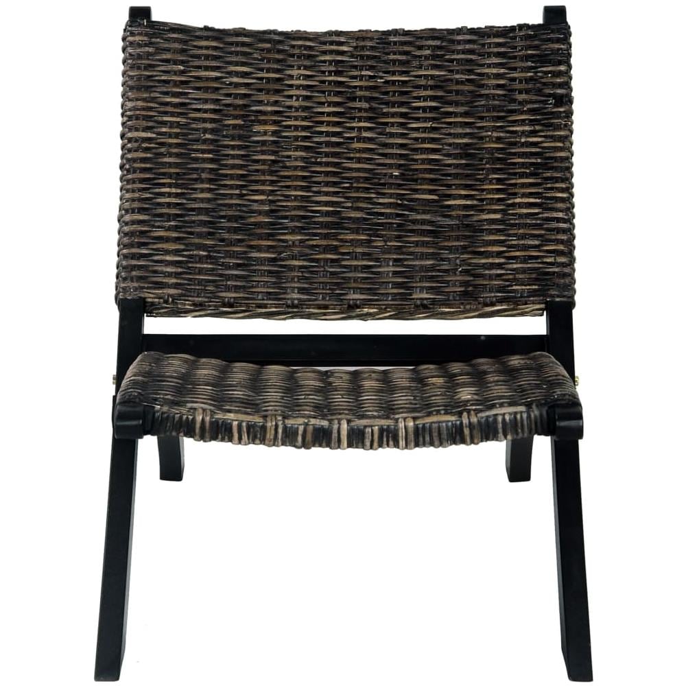 Sedia Relax Nera in Rattan Kubu Naturale e Mogano Massello - Foto 3