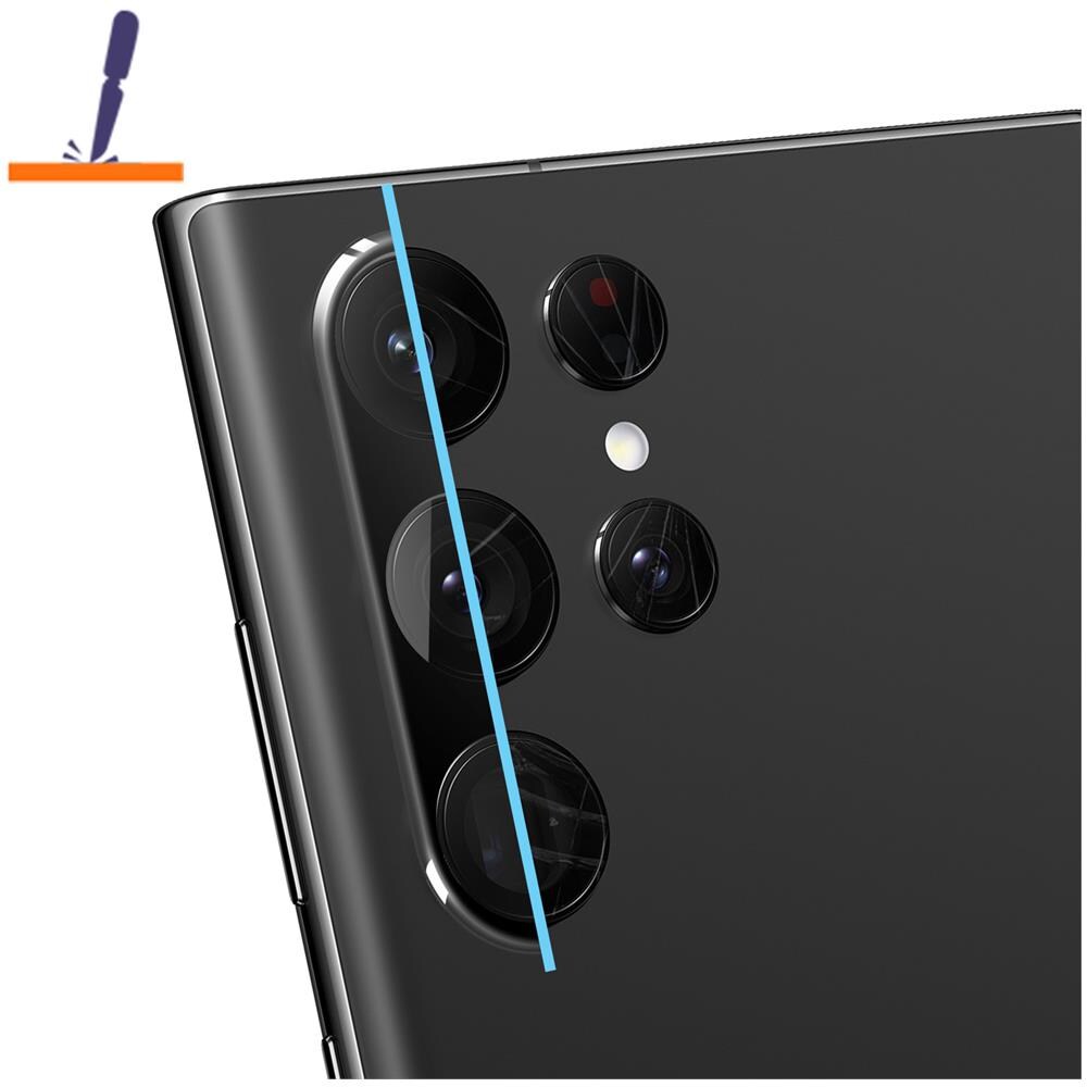 Vetro Temperato 9h Per Fotocamera Samsung Galaxy S22 Ultra, Nero - Foto 2