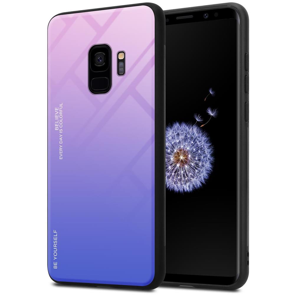 Custodia Compatibile Con Samsung Galaxy S9 In Rosa - Blu - Coperchio Protettivo Bicolore In Vetro Temperato E Silicone Tpu - Foto 1