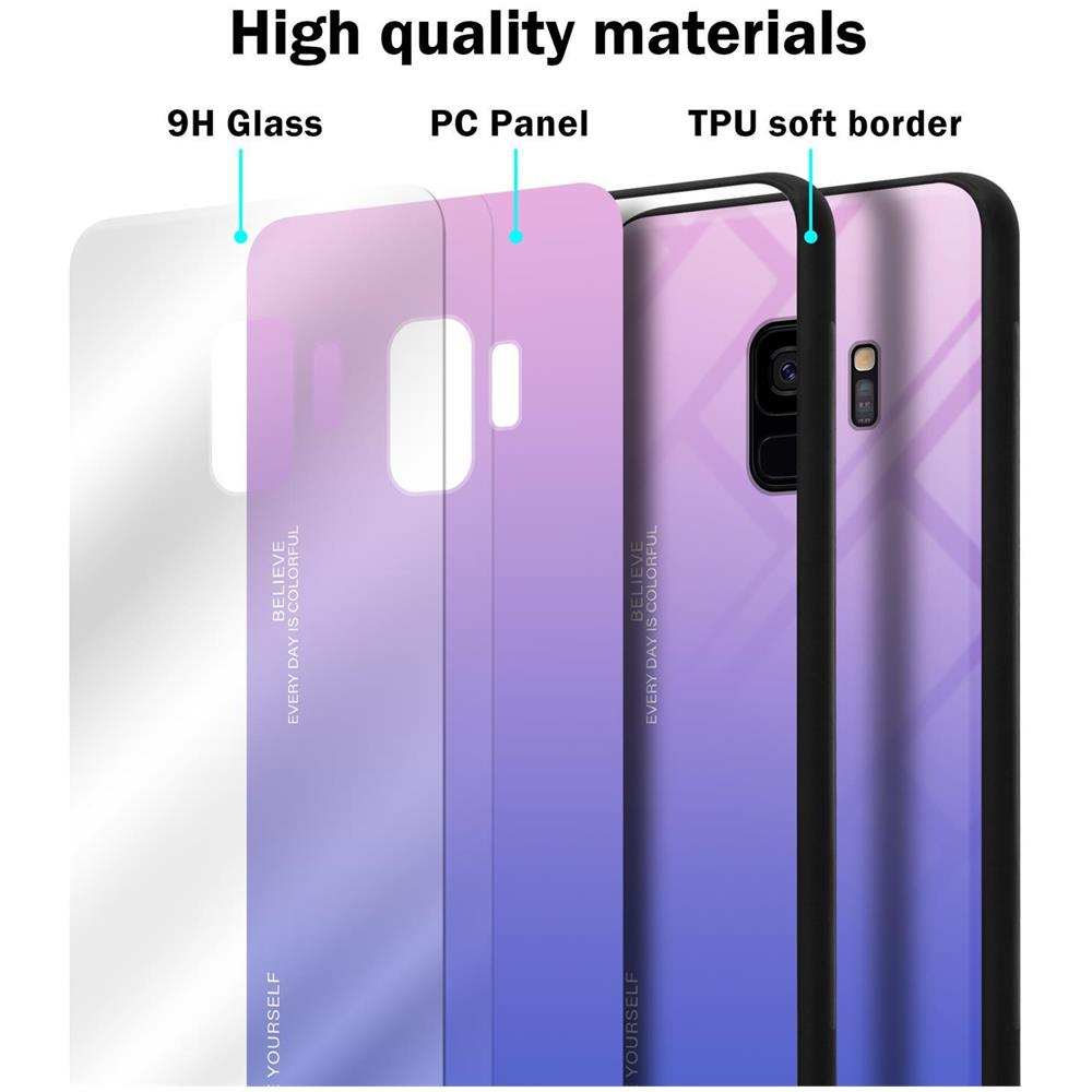 Custodia Compatibile Con Samsung Galaxy S9 In Rosa - Blu - Coperchio Protettivo Bicolore In Vetro Temperato E Silicone Tpu - Foto 7