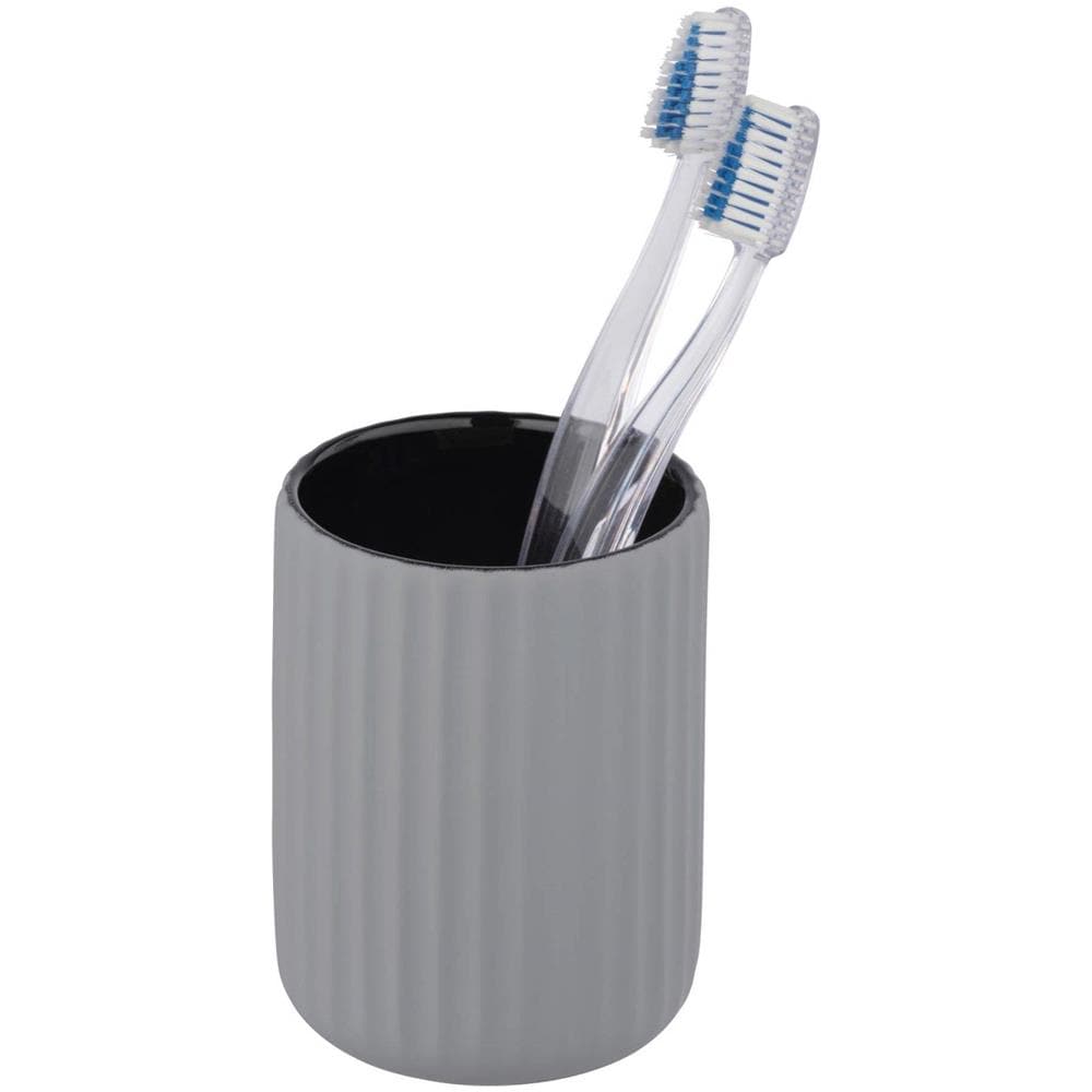 Contenitore Spazzolino Belluno, Ceramica, Grigio, Ø 8 Cm, - Foto 1