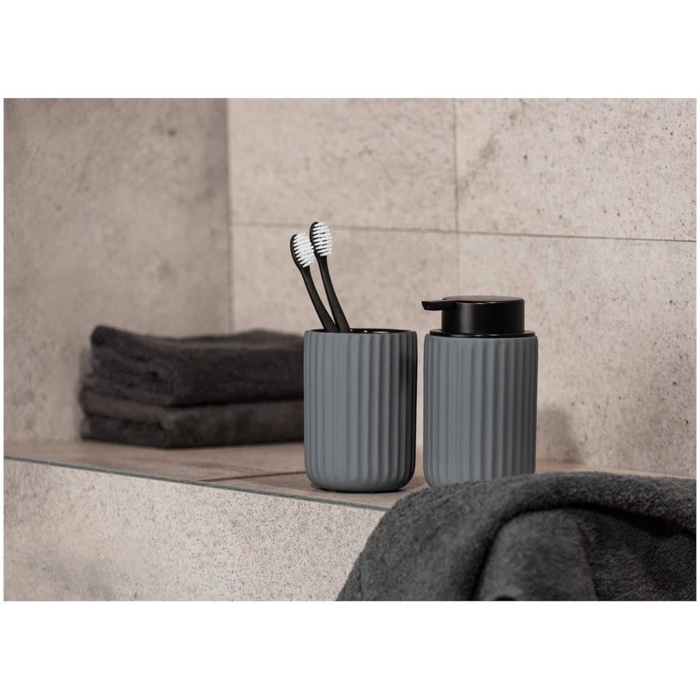 Contenitore Spazzolino Belluno, Ceramica, Grigio, Ø 8 Cm, - Foto 2