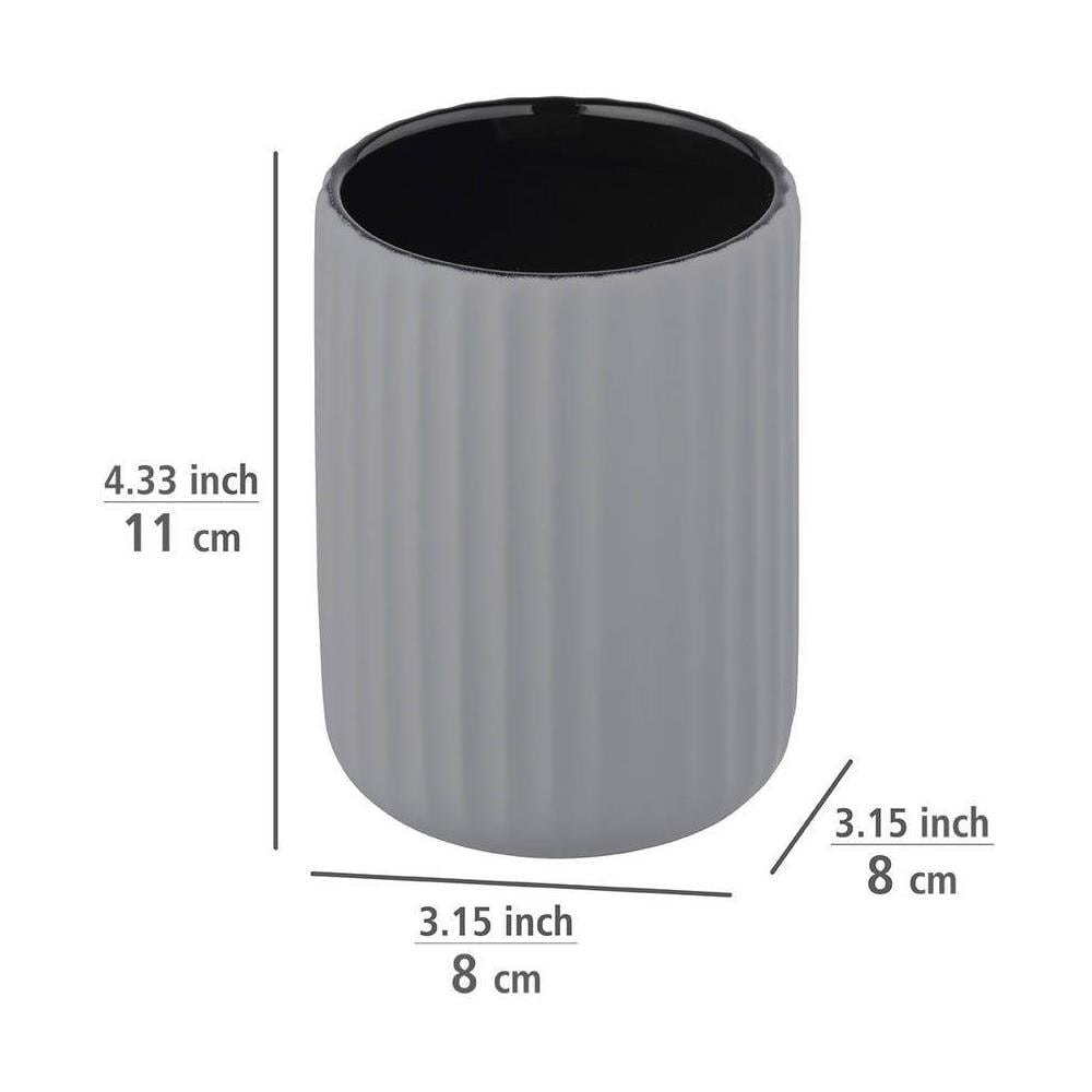 Contenitore Spazzolino Belluno, Ceramica, Grigio, Ø 8 Cm, - Foto 6