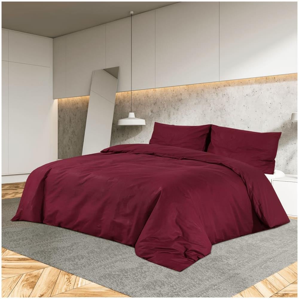 Set Copripiumino Bordeaux 140x200 Cm In Microfibra Leggera - Foto 1