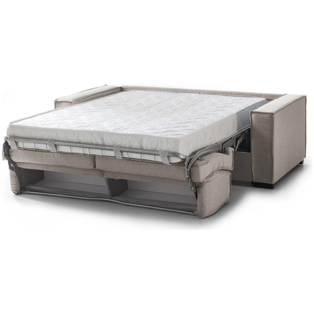 Divano Letto Achiropita, Divano A 2 Posti Large, 100% Made In Italy, Sofà Soggiorno Con Apertura Girevole, In Tessuto Imbottito, Con Braccioli Slim, Cm 180x95h90, Tortora - Foto 4