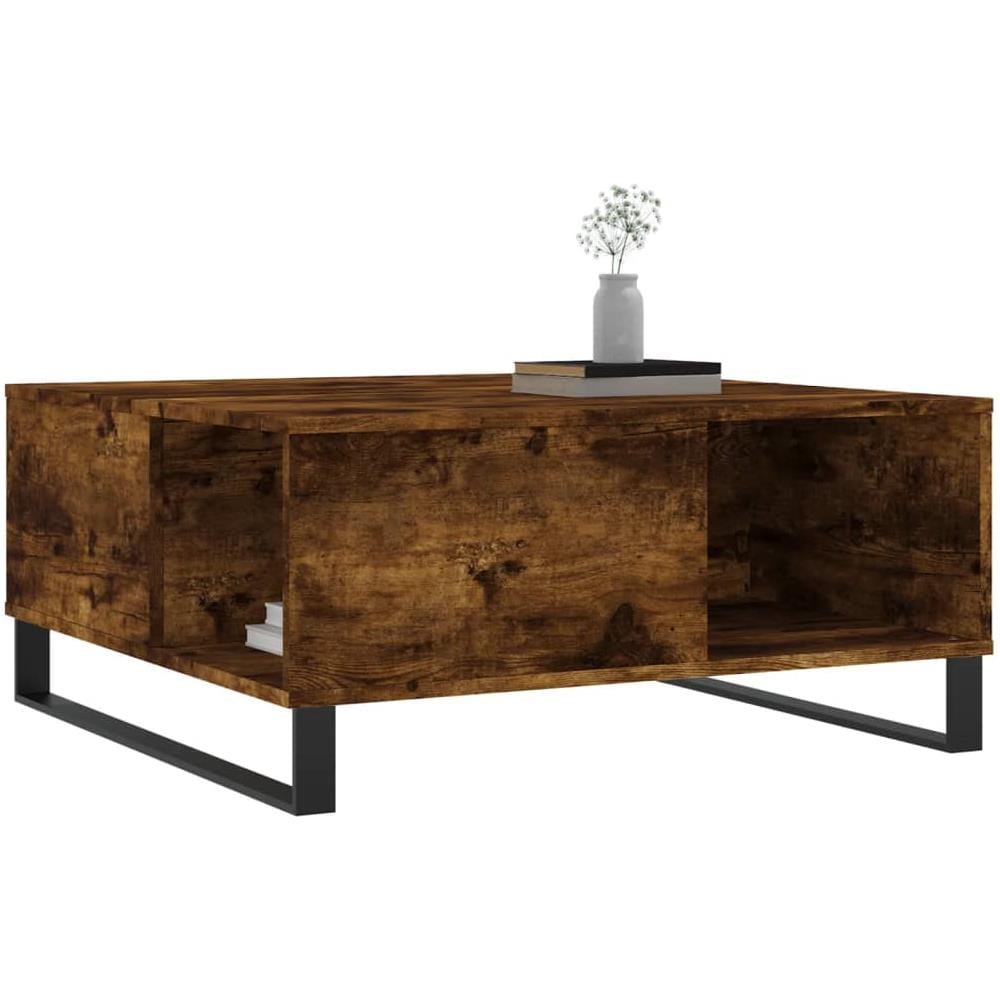 Tavolino Da Salotto Rovere Fumo 80x80x36,5 Cm Legno Multistrato - Foto 3