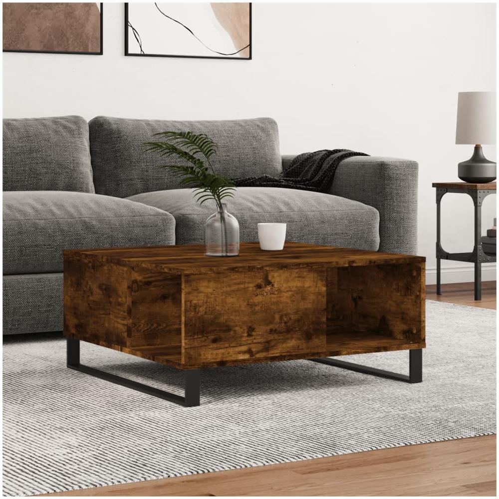 Tavolino Da Salotto Rovere Fumo 80x80x36,5 Cm Legno Multistrato - Foto 1