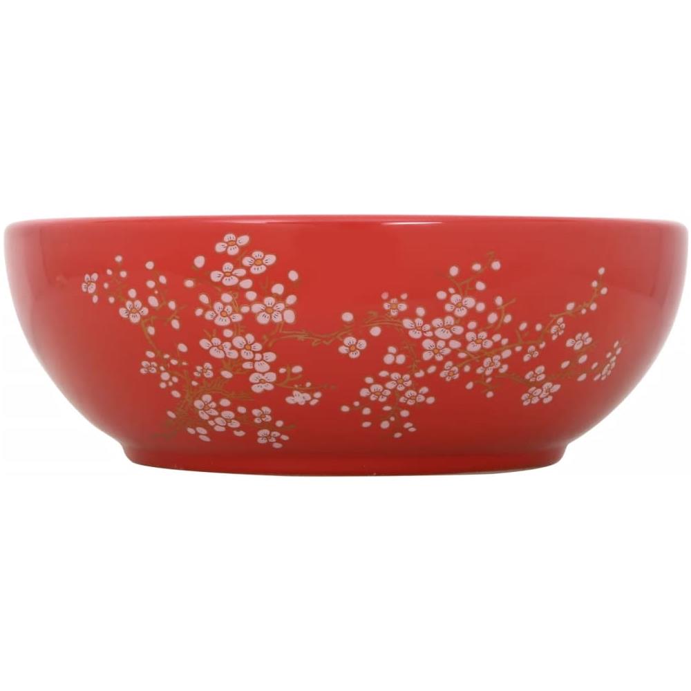 Lavabo Da Appoggio Bianco E Rosso Rotondo F41x14 Cm Ceramica - Foto 2