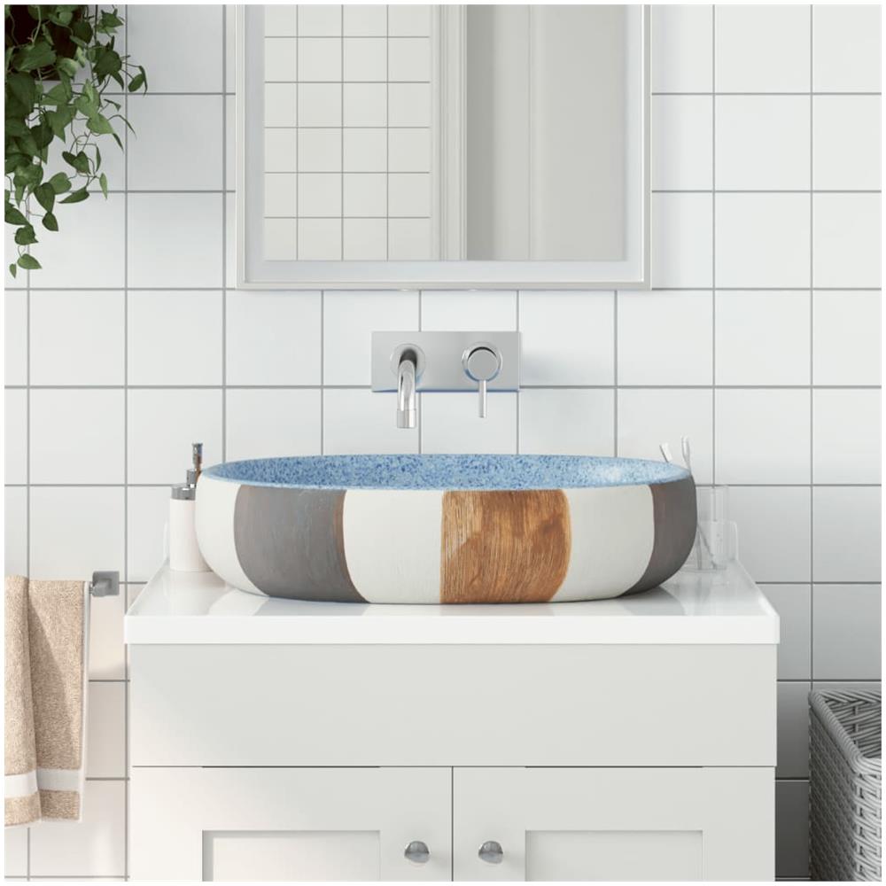 Lavabo Da Appoggio Multicolore Ovale 59x40x14 Cm Ceramica - Foto 1