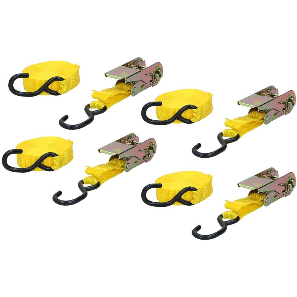 Set 4 Pezzi Cinghia Fissaggio a Cricchetto 5,1 Metro 130kg Trazione Portapacchi - Foto 1