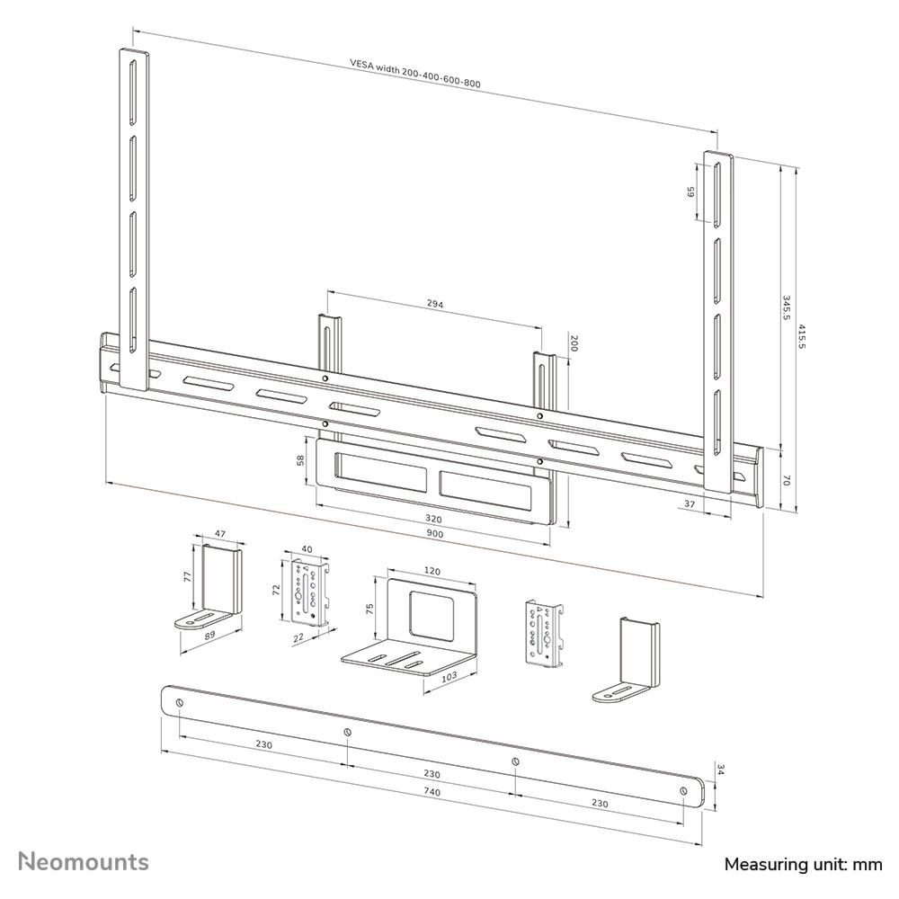AV2-500WH Kit videobar 43-110" - VESA - max 10 kg - universale - Foto 18