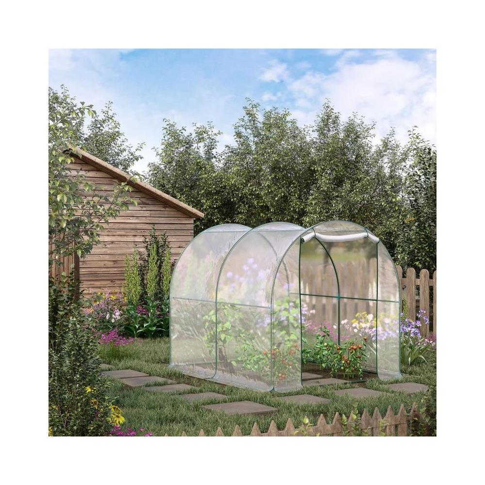 Serra Da Balcone/giardino Outsunny 180x180x200 Cm | 2 Porte E Finestre, Copertura In Plastica Rinforzata | Per Ortaggi E Fiori