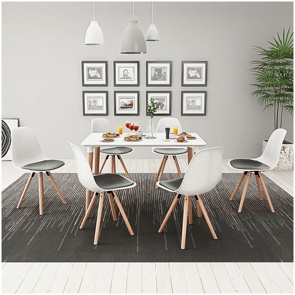 vidaXL - 7 Pz Set Tavolo E Sedie Sala Da Pranzo Bianco Nero - ePRICE vidaXL - 7 Pz Set Tavolo E Sedie Sala Da Pranzo Bianco Nero - ePRICE