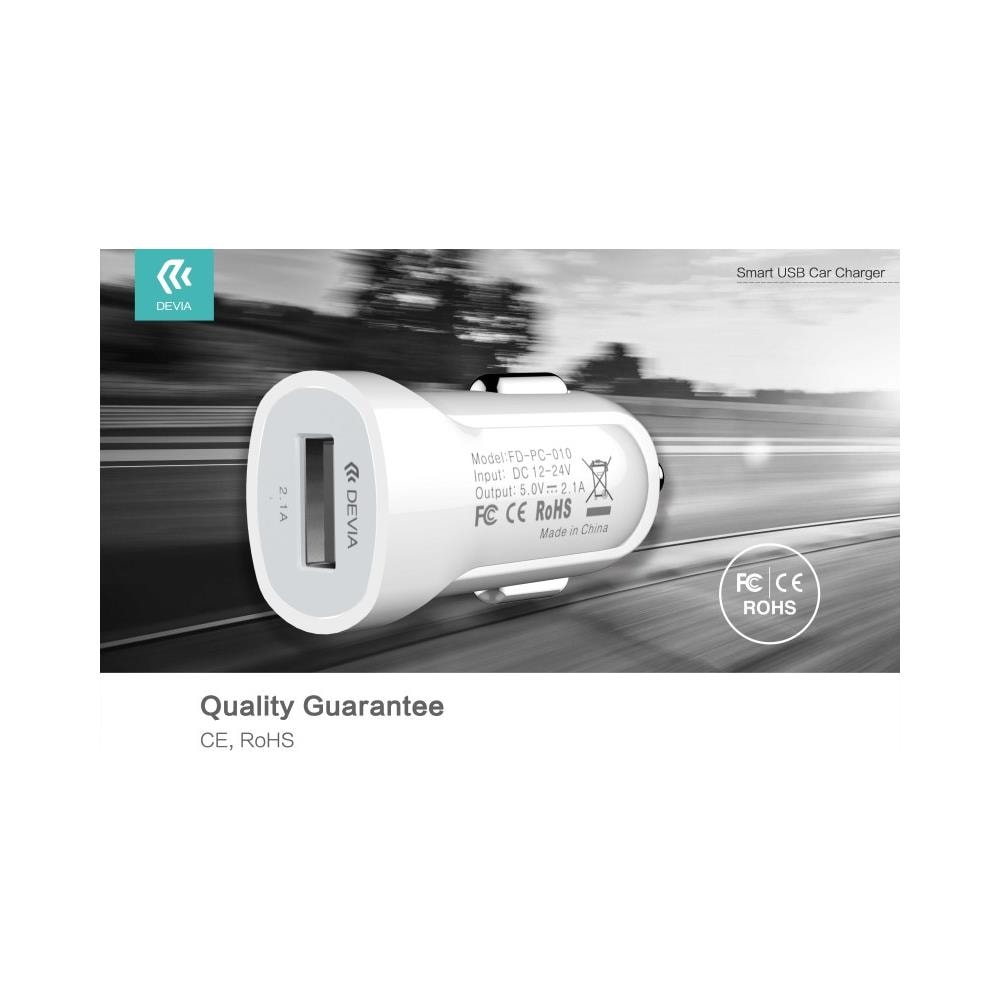 Caricabatteria Auto 2.1a Usb Smart Bianco - Foto 1