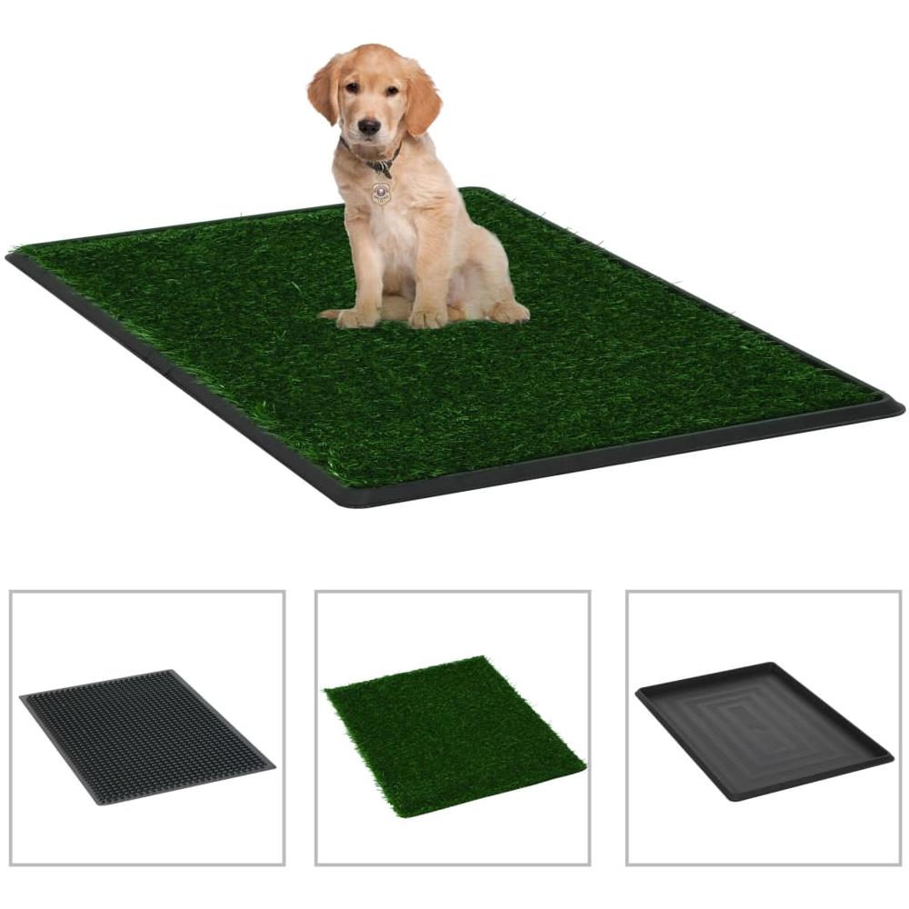 Toilette Animali 2pz Vassoio e Prato Finto Verde 76x51x3cm WC - Foto 1