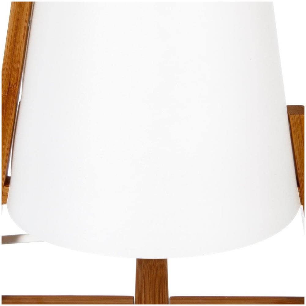 Lampada Da Appoggio Design Originale E - Piede In Bambù E All'ombra Intrecciato Aspetto Fibra Di Vetro - Foto 10