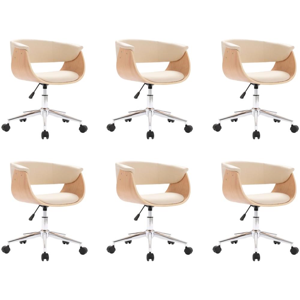 Sedie Da Pranzo Girevoli 6 Pz Crema In Similpelle - Foto 2