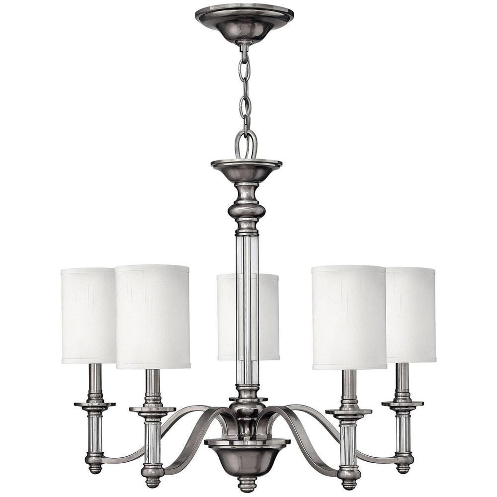 Lampadario A 5 Luci Multibraccio Finitura Nichel Spazzolato, E14 - Foto 1
