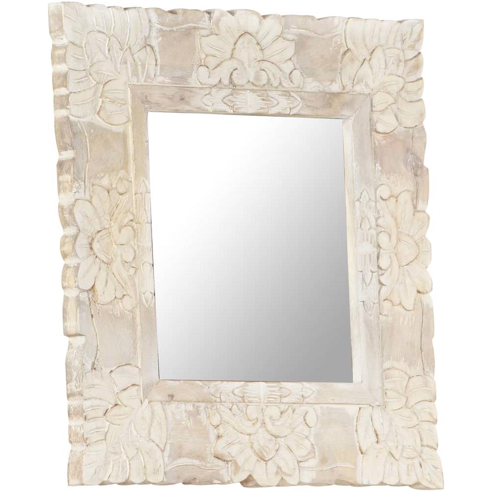 Specchio Bianco 50x50 cm in Legno Massello di Mango - Foto 2