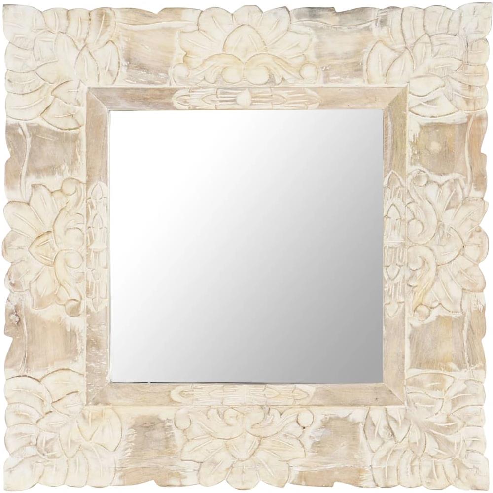 Specchio Bianco 50x50 cm in Legno Massello di Mango - Foto 1