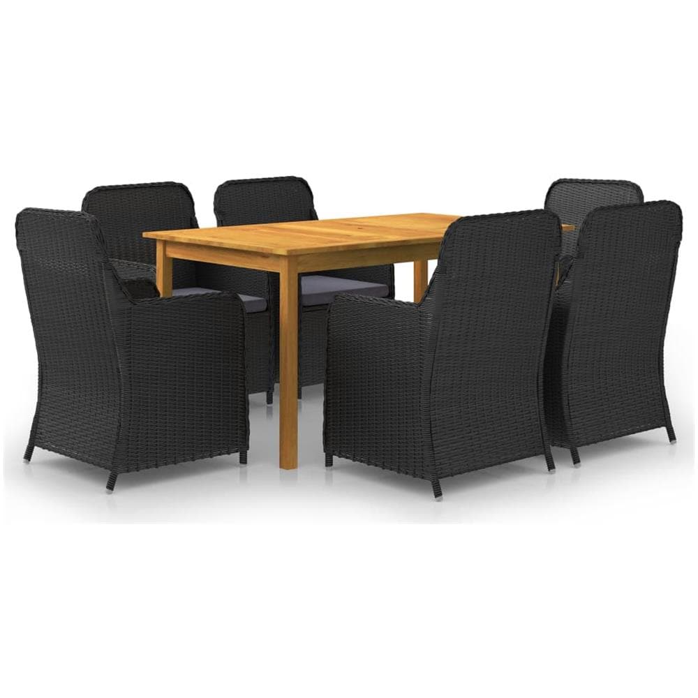 Set Mobili da Pranzo per Giardino 7 pz Nero - Foto 1