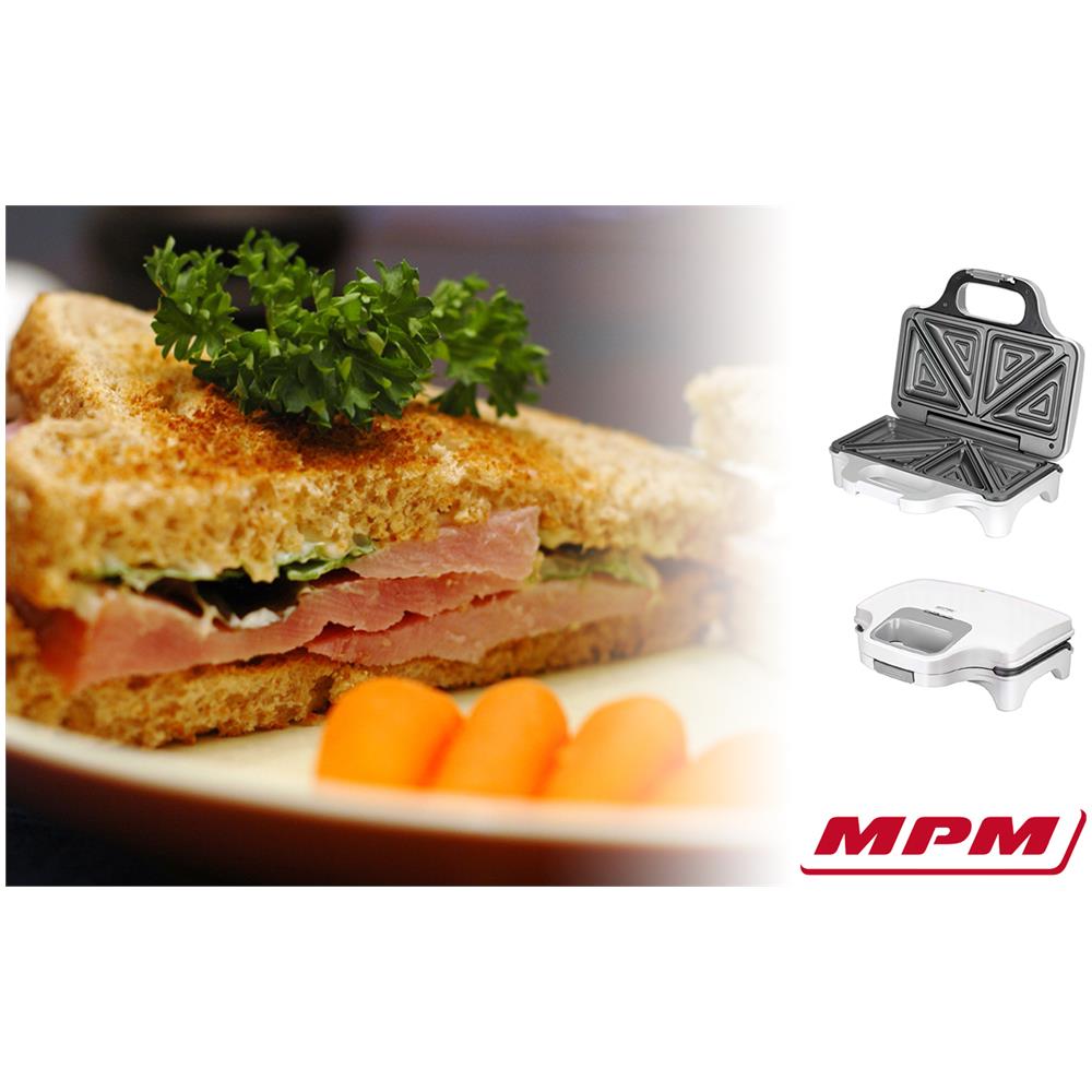 MOP-34 Sandwichmaker per 2 Panini / 4 a Triangolo Potenza 900 W Colore Bianco - Foto 3