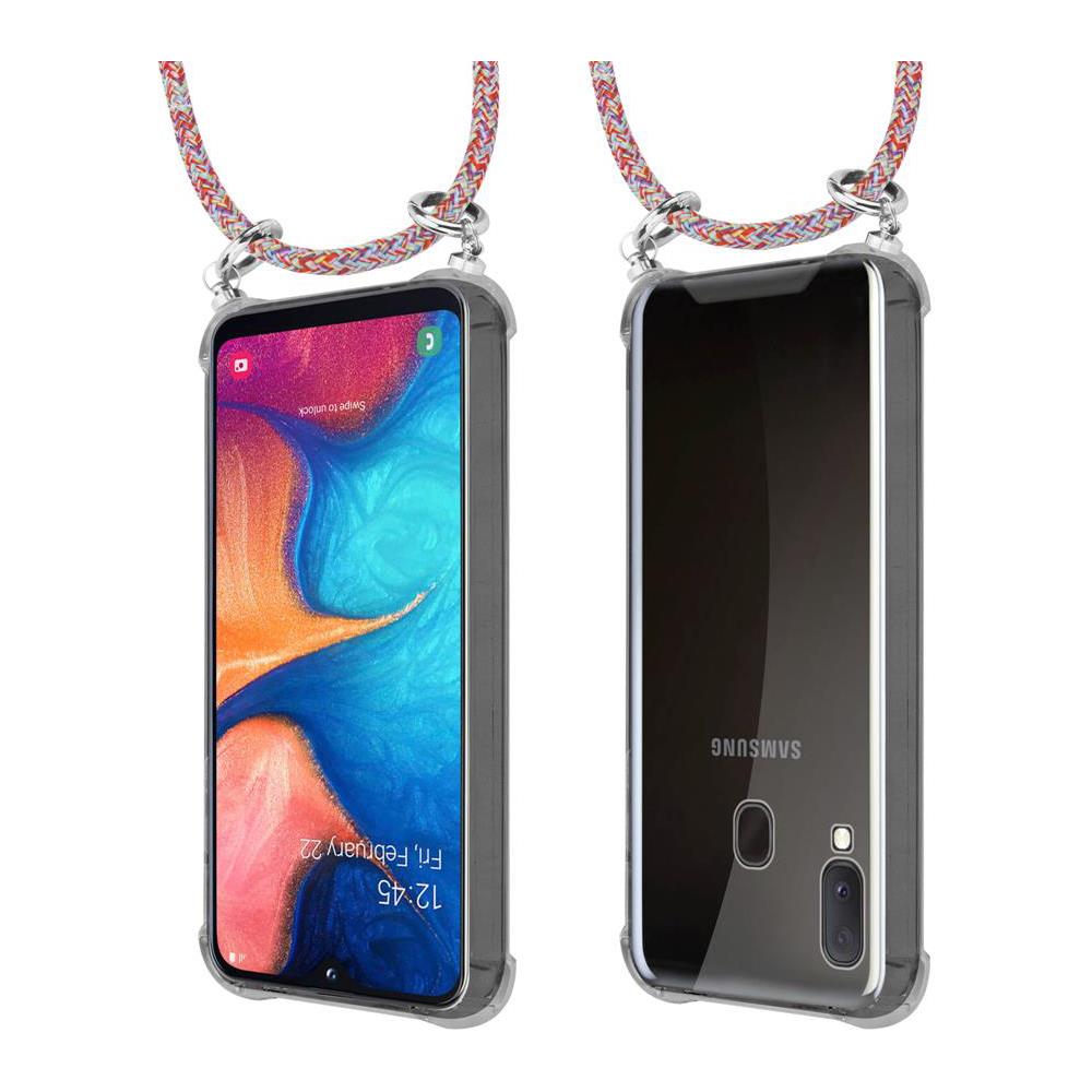 Catena Di Telefoni Cellulari Compatibile Con Samsung Galaxy A20e In Colorful Parrot - Coperchio Protettivo In Silicone Con Anelli D'argento, Cinturino In Corda E Custodia Staccabile - Foto 8