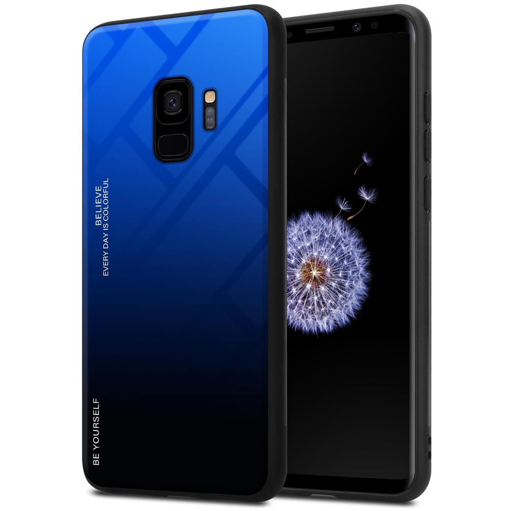 Custodia Compatibile Con Samsung Galaxy S9 In Blu - Nero - Coperchio Protettivo Bicolore In Vetro Temperato E Silicone Tpu - Foto 1