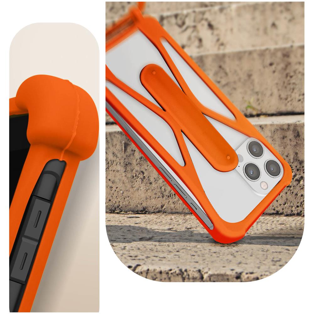 Cover Universale Smartphone Con Cordino, Angoli Bumper E Cavalletto Arancione - Foto 2