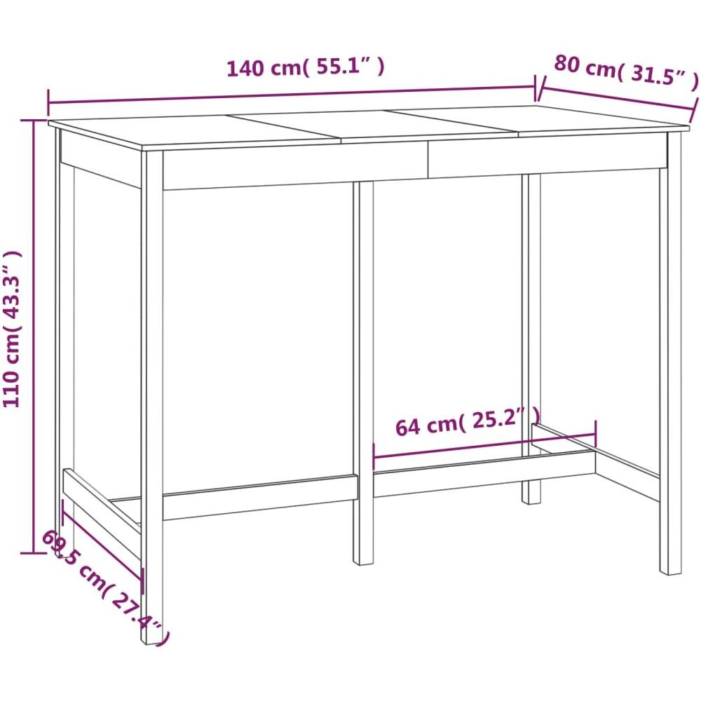 Tavolo da Bar Miele 140x80x110 cm in Legno Massello di Pino - Foto 3