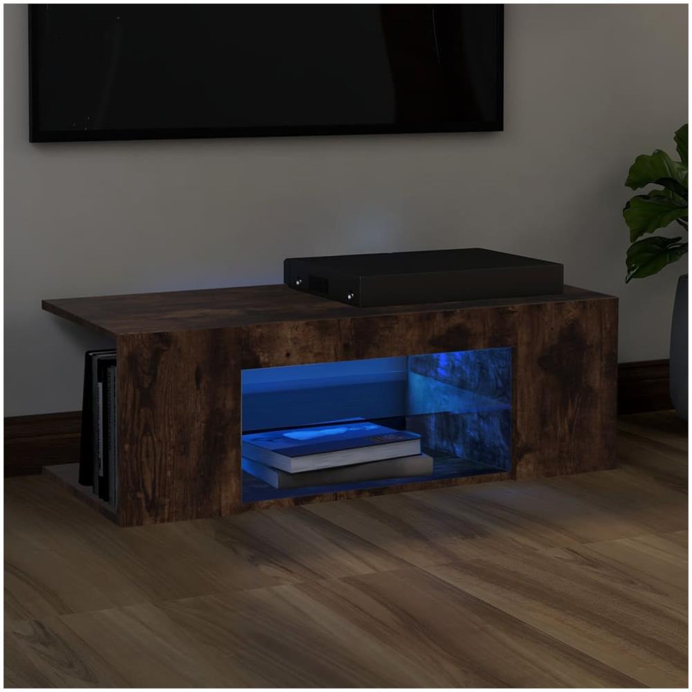 Mobile Porta Tv Con Luci Led Rovere Fumo 90x39x30 Cm - Foto 1